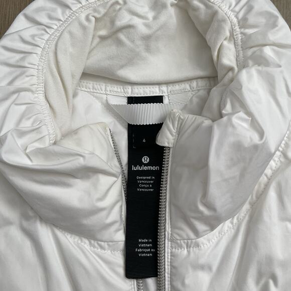 Lululemon Down For A Run Puffer Vest White Womens Size 4 Zip Up Hip Length - Picture 5 of 10